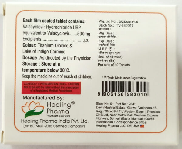 Valclovir Tablets - Back View